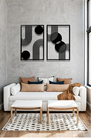 BOHEM STİL MİNİMALİST 2 Lİ METAL DUVAR DEKORU SETİ
