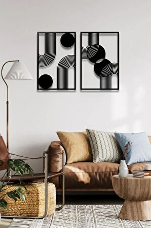 BOHEM STİL MİNİMALİST 2 Lİ METAL DUVAR DEKORU SETİ
