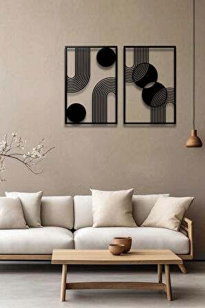 BOHEM STİL MİNİMALİST 2 Lİ METAL DUVAR DEKORU SETİ