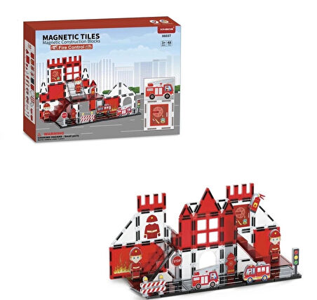 Manyetik Yapı Blokları 48 Parça İtfaiye Serisi