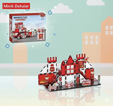 Manyetik Yapı Blokları 48 Parça İtfaiye Serisi