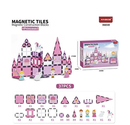 Manyetik Yapı Blokları Prenses 37 Parça