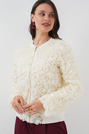 0719 Güllü Ceket - Ekru