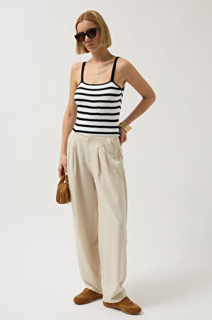 Çizgili Askılı Bluz