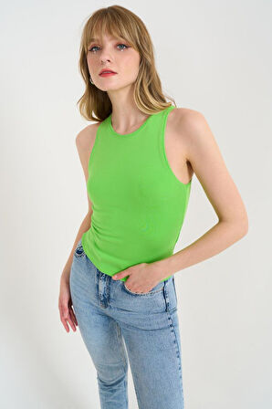 Örme Bisiklet Yaka Atlet - Yeşil