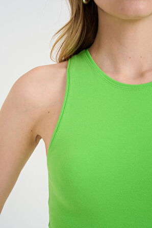 Örme Bisiklet Yaka Atlet - Yeşil