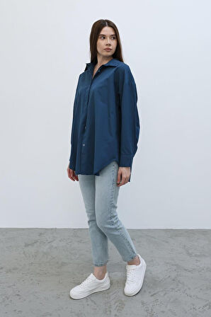 Uzun Kol Gömlek - İndigo