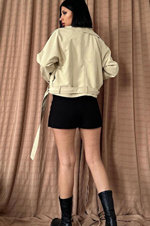 Vizon Kemerli Kısa Trech Ceket