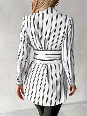 Kadın Kemer Detaylı Pamuk Polyester Gömlek Elbise