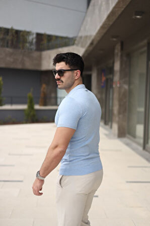 Erkek Polo Yaka Fermuar Detaylı Tişört