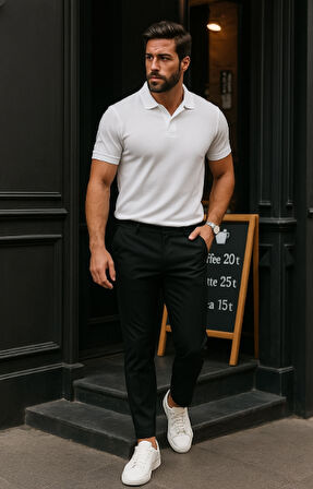 Erkek Düz Kesim Bilek Boy Kumaş Pantolon