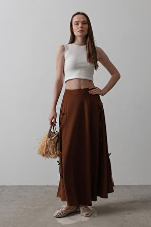 Fiyonk Kloş Etek - Kahve