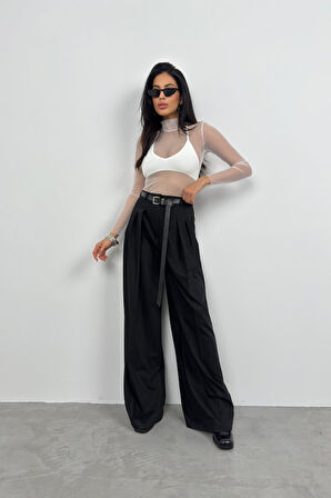 Uzun Kol Boyunlu Tül Bluz