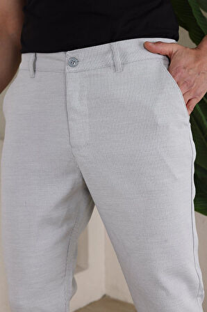 Erkek Casual Slim Fit Cord Desenli Kumaş Pantolon