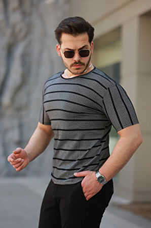 Erkek Petek Desenli Kısa Kollu T-shirt
