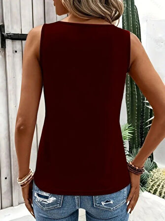 Kadın Askılı Yaka şerit Halka Detaylı Viskon Bluz