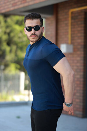 Erkek Hakim Yakalı Kısa Kollu Pamuklu T-shirt