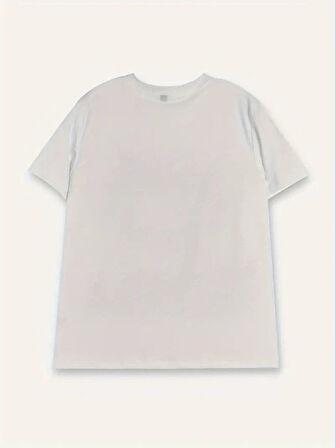 Kadın Kısa Kollu Bisiklet Yaka Kedi Baskılı Süprem Bluz