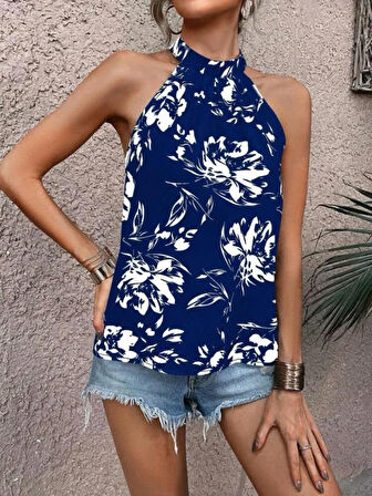 Kadın çiçek Desen Mikro Kumaş Bluz