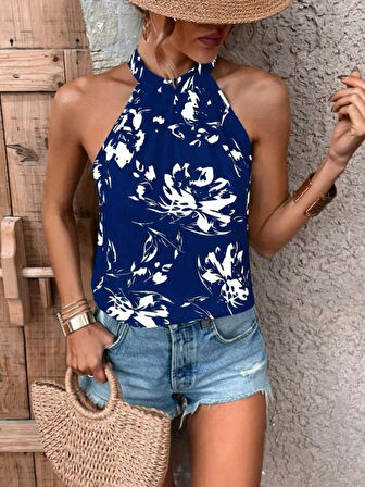 Kadın çiçek Desen Mikro Kumaş Bluz