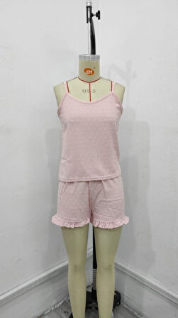 Kadın Ip Askılı Atlet Ve Alt Pon Pon Aerobin Short Takım