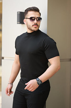 Erkek Yarım Balıkçı Yaka Kısa Kollu Tişört