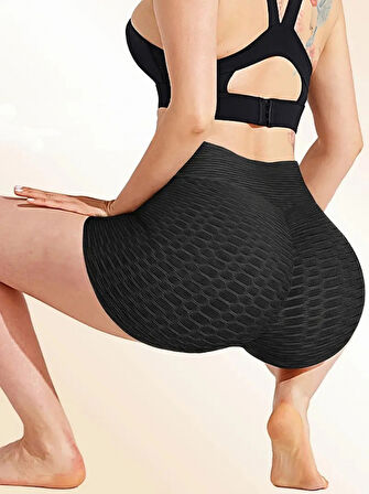 Kadın Arkası Büzgülü Kendinden Desenli Toparlayıcı Mini Tayt