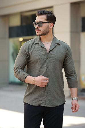 Erkek Kadife Dokulu Uzun Kollu Gömlek