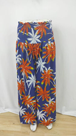 Kadın Yüksek Bel Lastikli Desenli Süprem Pantolon