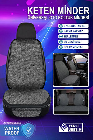 Peugeot 3008 (facelift 2013) 1.2 Puretech (130 Hp) 2015 UYUMLU Keten Oto Koltuk Minderi 7 Parça - 5 Koltuk Tam Set - Su Geçirmez