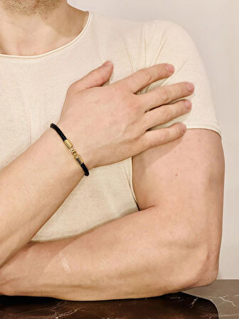  Erkek Bileklik, Gümüş Gold Renk Altın Kaplama Özel Tasarım Erkek Bileklik, Şık Hediye