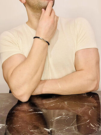 Erkek Bileklik, Özel Tasarım kancalı Kalem İşlemeli Bileklik, Gümüş Altın Kaplama Şık Hediye