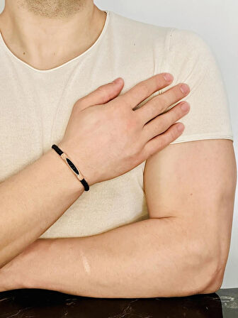 Erkek Altın Kaplama Deri Bileklik, Işıltılı Desenli El Yapımı Örgü Bileklik, Şık Hediyelik Takı