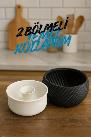 Kuruyemiş Kasesi Dekoratif Kase 2 bölmeli Hijyenik Kullanım 15x8 cm