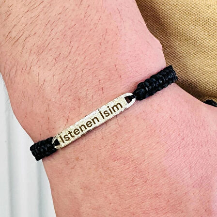 Gümüş Erkek Bileklik,14k Beyaz Altın Kaplama,sim Desen Isim Yazılabilir Şık Hediye