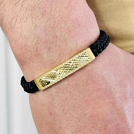 Gümüş Erkek Bileklik,14k Altın Kaplama, El Örgüsü Şık Ve Modern Tasarım