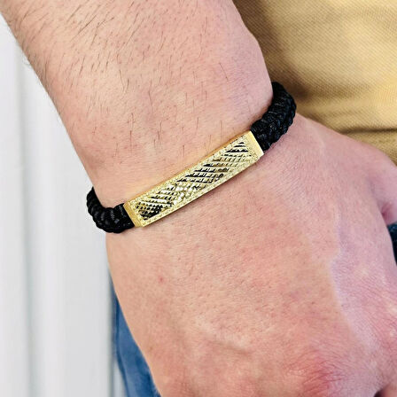 Gümüş Erkek Bileklik,14k Altın Kaplama, El Örgüsü Şık Ve Modern Tasarım