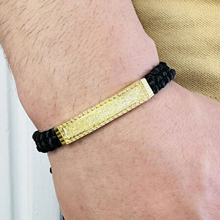 Gümüş Erkek Bileklik ,14k Altın Kaplama ,sim Desen Isim Yazılabilir Şık Hediye