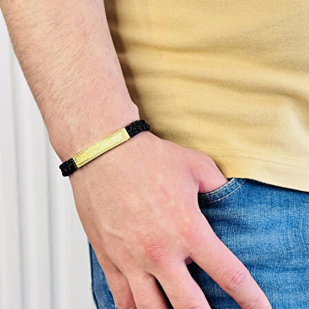 Gümüş Erkek Bileklik ,14k Altın Kaplama ,sim Desen Isim Yazılabilir Şık Hediye