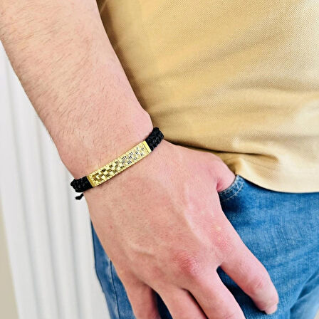 Gümüş Erkek Bileklik 14k Altın Kaplama, El Örgüsü Şık Ve Modern Tasarım