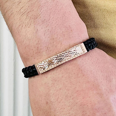 Gümüş Erkek Bileklik 14 Ayar Rose, Altın Kaplama, El Örgüsü Şık ve Modern Tasarım