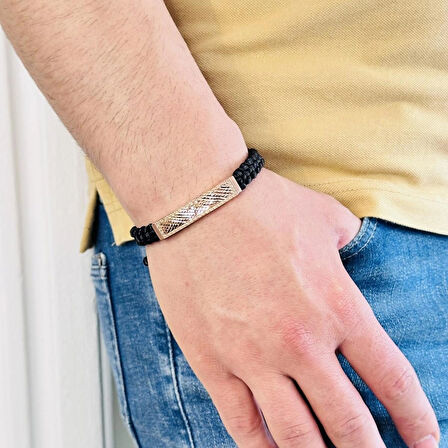 Gümüş Erkek Bileklik 14 Ayar Rose, Altın Kaplama, El Örgüsü Şık ve Modern Tasarım
