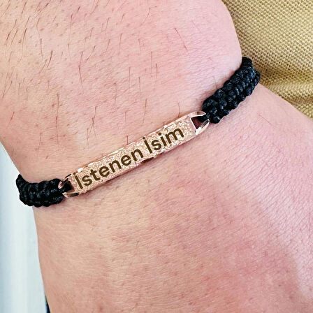 Gümüş Erkek Bileklik 14 Ayar Rose, Altın Kaplama, El Örgüsü Şık ve Yazı Yazılabilir Modern Tasarım