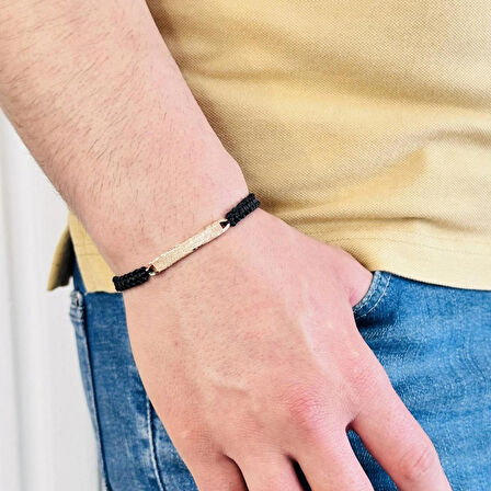 Gümüş Erkek Bileklik 14 Ayar Rose, Altın Kaplama, El Örgüsü Şık ve Yazı Yazılabilir Modern Tasarım