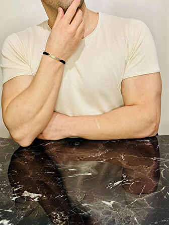 Erkek Bileklik, Gümüş Altın Kaplama Bileklik, Özel Kalem Desen Tasarım Bileklik, Şık Hediye