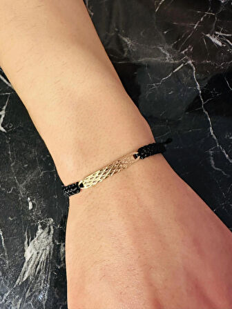 Erkek Bileklik, Özel Tasarım Kalem İşlemeli Altın Kaplama Şık ve Anlamlı Hediye