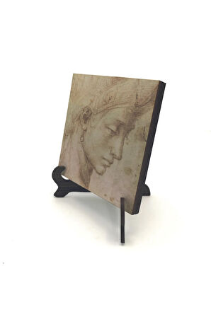 Baş Etüdü (Leonardo Da Vinci) Baskılı MDF Masaüstlük 10X10