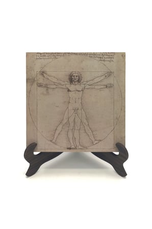 Vitruvius Adamı (Leonardo Da Vinci, 1492) Baskılı MDF Masaüstlük 10X10