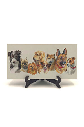 Sevimli Köpekler Baskılı MDF Masaüstlük 10X20