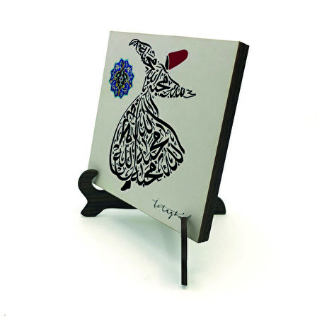 Semazen Formunda “Allah sevgidir.”Yazılı MDF Masaüstlük